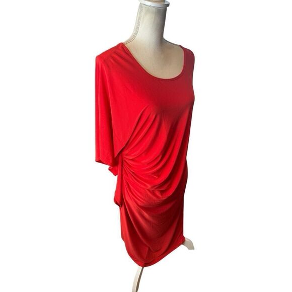 CLARA SUNWOO Dress Womens Size L Red One Shoulder Asymmetrical Ruffle Size Large - Picture 2 of 4